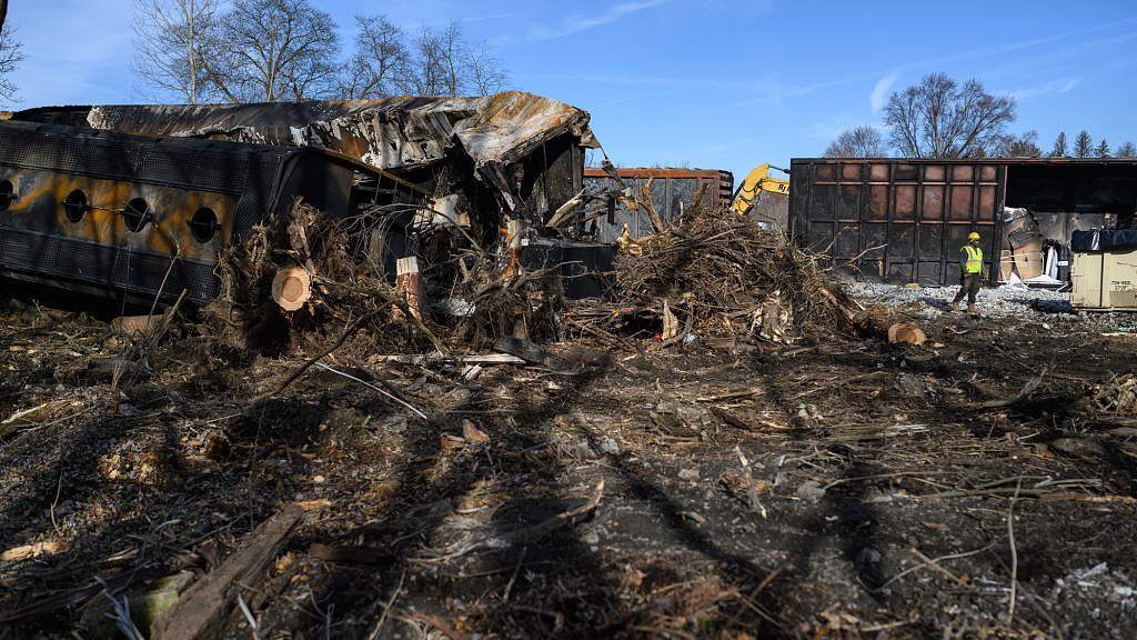 The scene of a train derailment in East Palestine, Ohio, U.S., February 14, 2023. /CFP