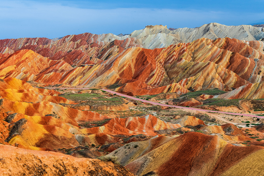 A file photo shows the Zhangye National Geopark with its renowned stunning display of colors across its hills and rock formations. /CFP