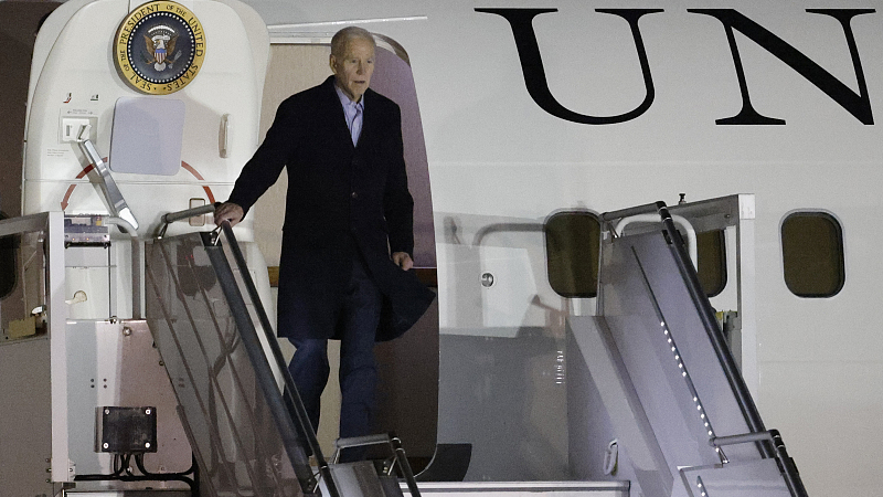 U.S. President Joe Biden arrives at a military airport in Warsaw, Poland, February 20, 2023. /CFP
