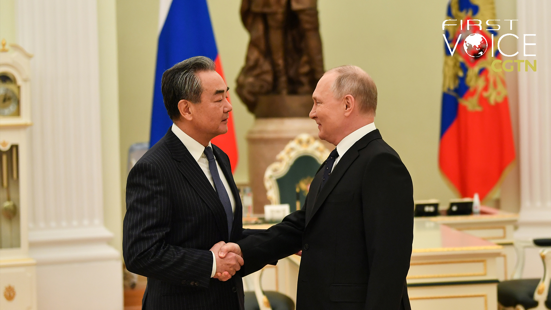 Russian President Vladimir Putin meets with Wang Yi, Chinese state councilor and director of the Office of the Foreign Affairs Commission of the Communist Party of China Central Committee, in Moscow, February 22, 2023. /CGTN