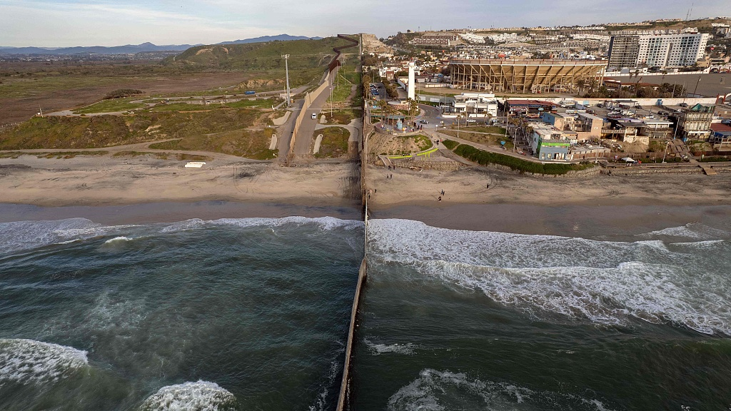 A view of the U.S.-Mexico border wall seen from Playas de Tijuana, Baja California state, Mexico, February 16, 2023. /CFP