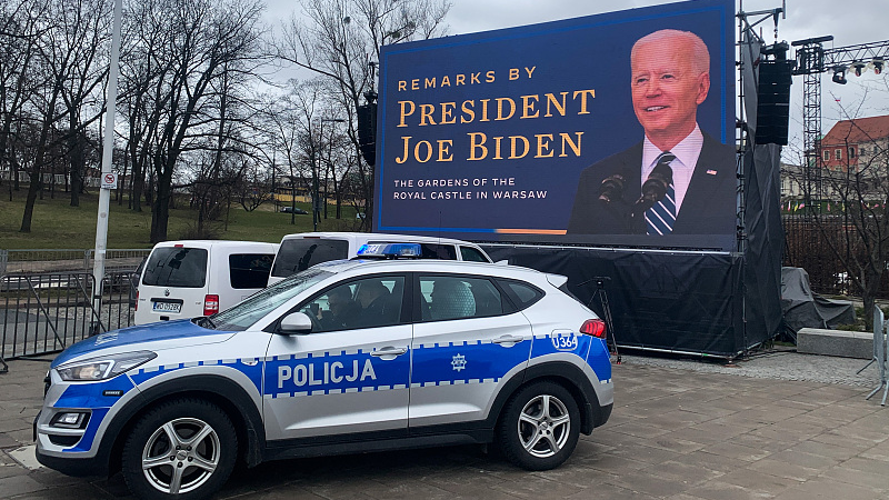 Police was seen near the Royal Castle before the speech of the U.S. President Joe Biden in Warsaw, Poland, February 21, 2023. /CFP