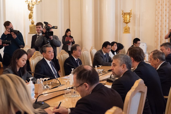 Wang Yi meets with Russian Foreign Minister Sergei Lavrov in Moscow, Russia, February 22, 2023. /MOFA