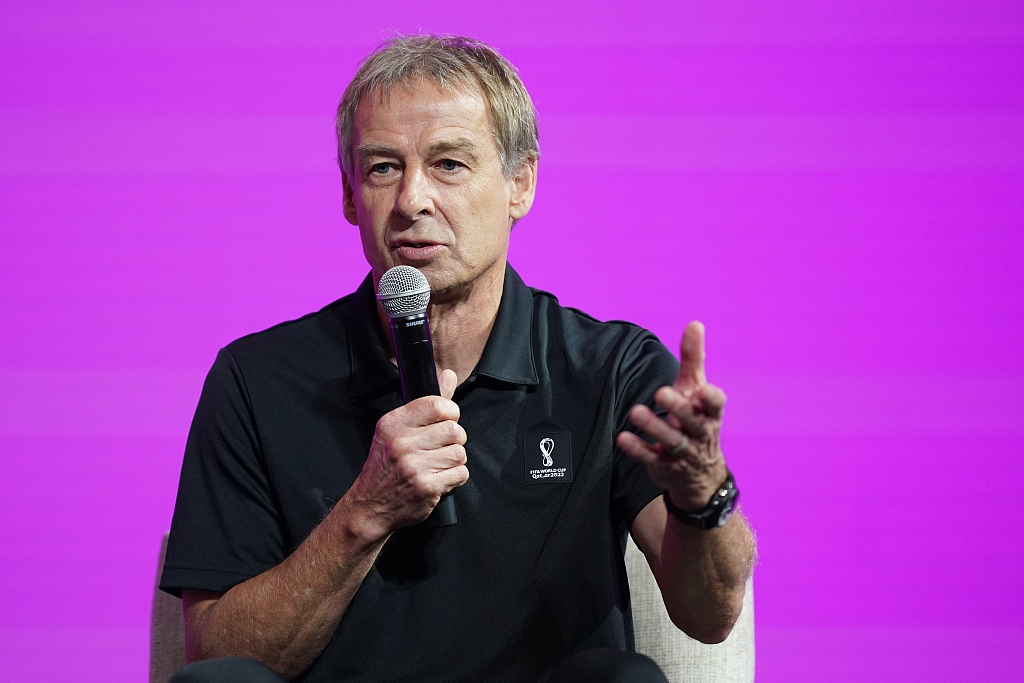 Jurgen Klinsmann of Germany speaks at a press conference at the Main Media Centre in Doha, Qatar, during the FIFA World Cup, December 17, 2022. /CFP