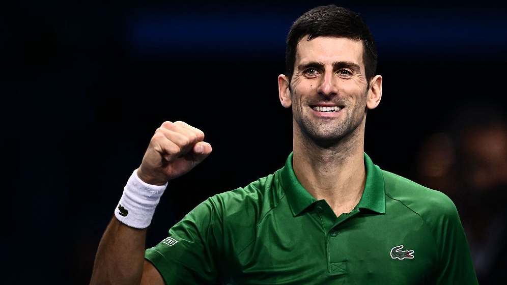 Novak Djokovic wins his round-robin match against Andrey Rublev at the ATP Finals tennis tournament in Turin, Italy, November 16, 2022. /CFP