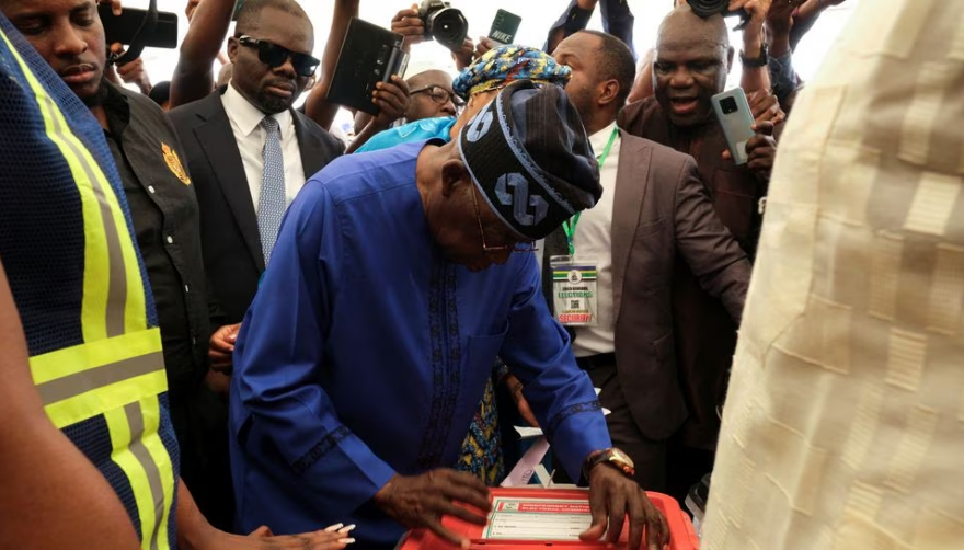 Bola Tinubu casts his ballot at a polling station in Ikeja, Lagos, Nigeria, February 25, 2023. /CFP