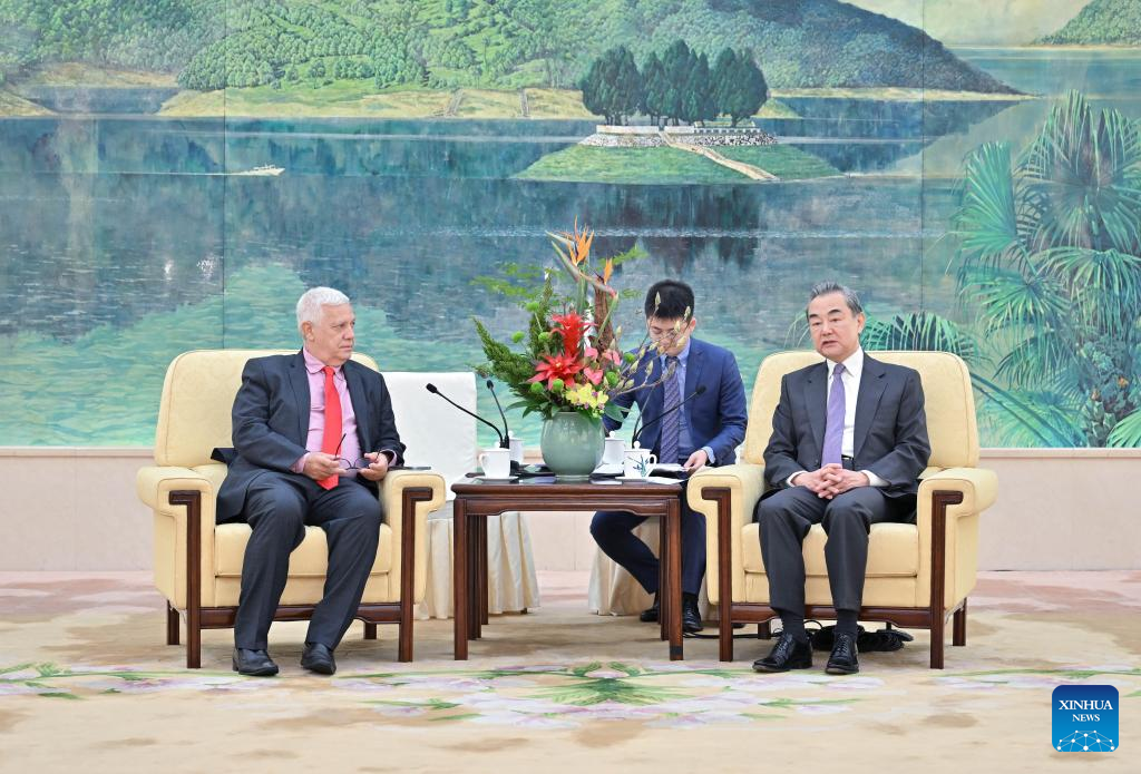 Wang Yi, a member of the Political Bureau of the CPC Central Committee and director of the Office of the Foreign Affairs Commission of the CPC Central Committee, meets with a delegation led by Romenio Pereira, secretary of International Relations of the Workers' Party of Brazil in Beijing, China, March 1, 2023. /Xinhua