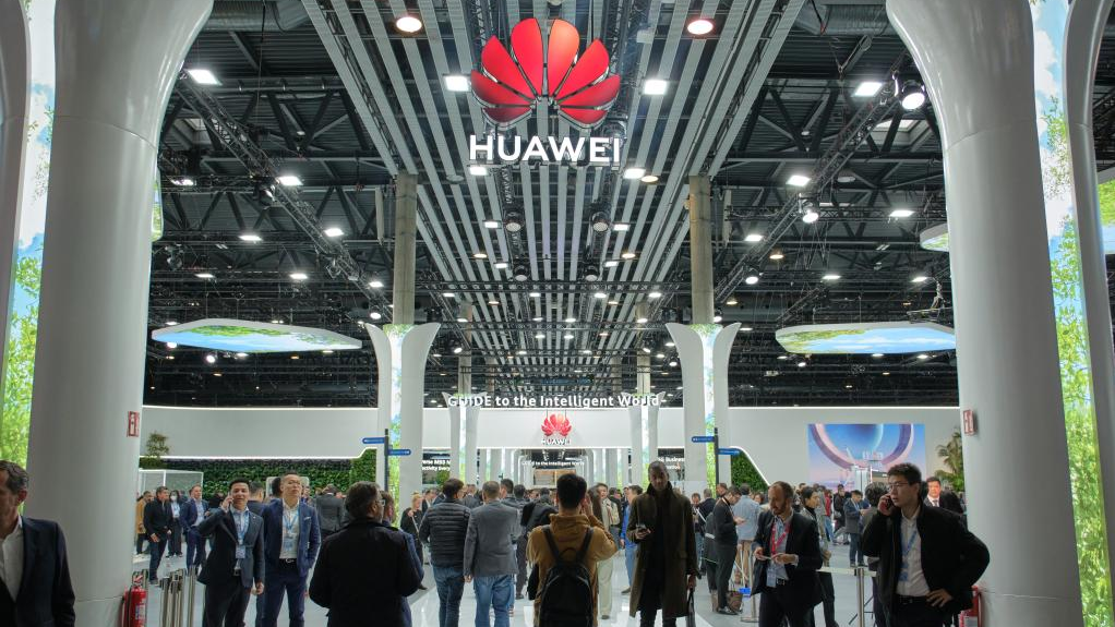 The booth of Huawei at the 2023 Mobile World Congress (MWC) in Barcelona, Spain, February 27, 2023. /Xinhua