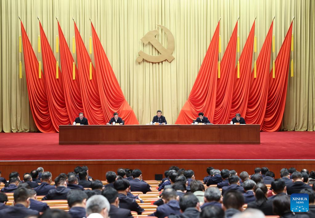 Xi Jinping, general secretary of the Communist Party of China's Central Committee, addresses the opening ceremony of a training program of young and middle-aged officials at the Party School of the Communist Party of China's Central Committee, March 1, 2022. /Xinhua