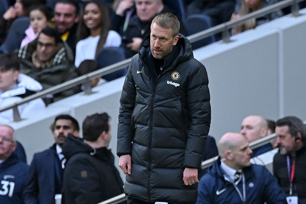 Graham Potter, manager of Chelsea, looks on during the Premier League game against Tottenham Hotspur at Tottenham Hotspur Stadium in London, England, February 26, 2023. /CFP