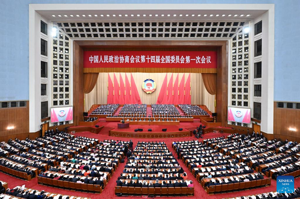 The opening meeting of the first session of the 14th National Committee of the Chinese People's Political Consultative Conference (CPPCC) is held at the Great Hall of the People in Beijing, capital of China, March 4, 2023. /Xinhua