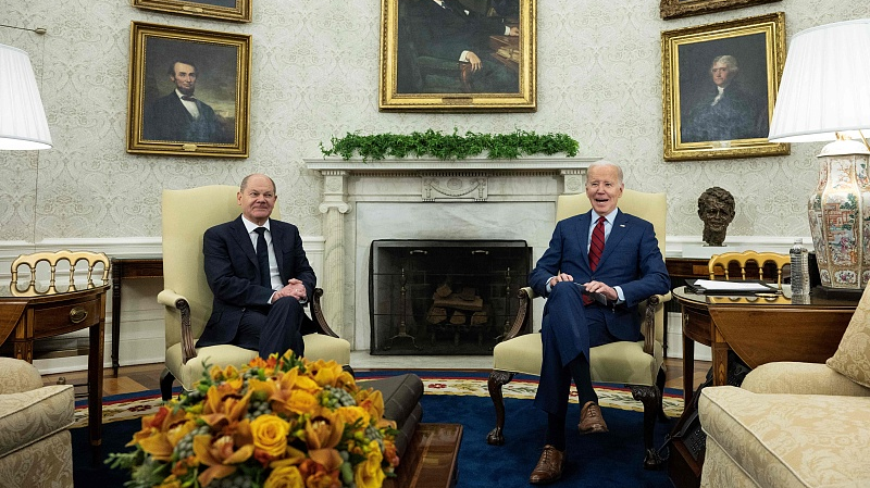 U.S. President Joe Biden meets with German Chancellor Olaf Scholz in the Oval Office of the White House in Washington, D.C., March 3, 2023. /CFP