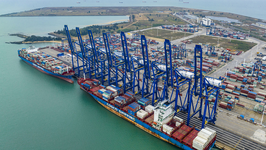 Containers at Yangpu International Container Port at Yangpu Economic Development Zone in south China's Hainan Province, January 11, 2023. /CFP
