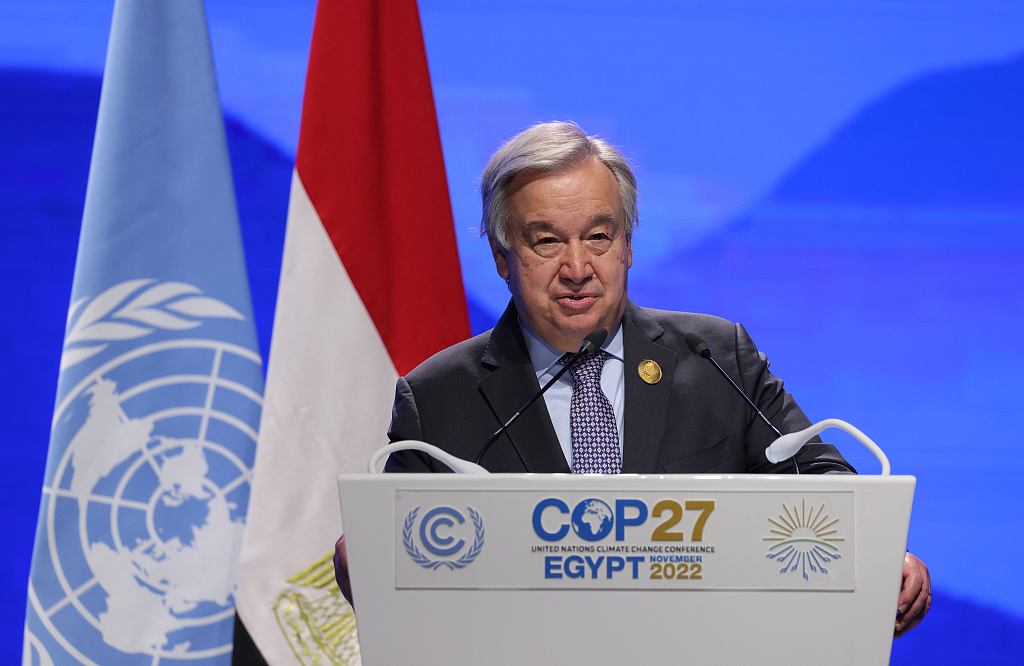 United Nations Secretary-General Antonio Guterres speaks at the UNFCCC COP27 climate conference, Sharm El Sheikh, Egypt, November 9, 2022. /CFP