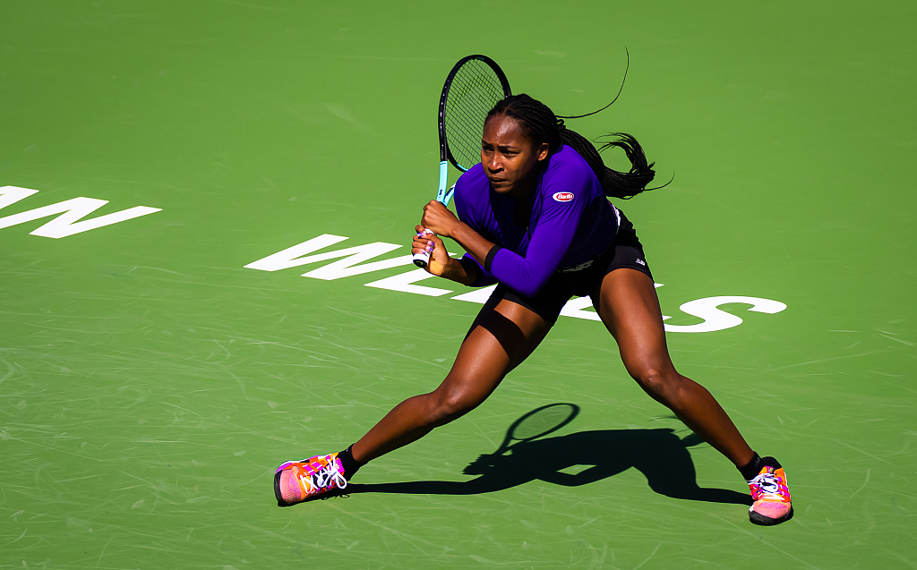 Coco Gauff of the United States practices at the Indian Wells Tennis Garden in California, U.S., March 7, 2023. /CFP