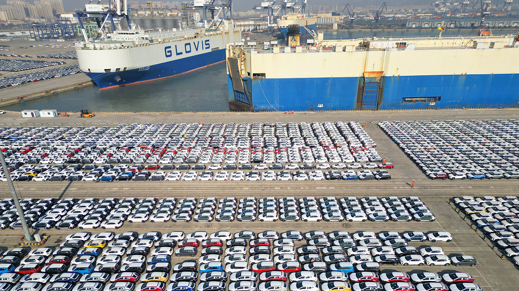 Exported passenger vehicles in Yantai Port, Yantai, Shandong Province, China, February 4, 2023. /CFP