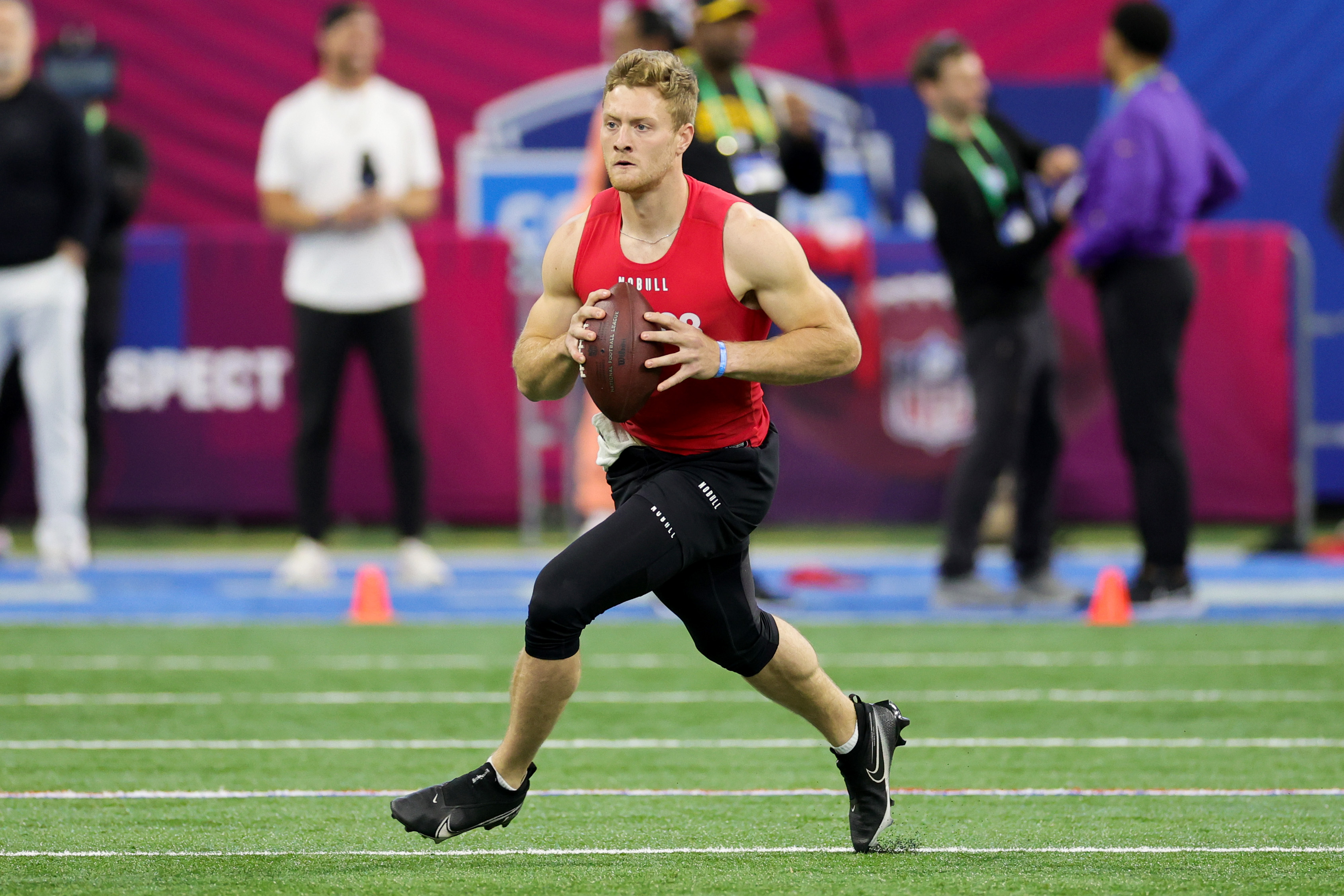 Quarterback Will Levis of the University of Kentucky works at the NFL Combine at Lucas Oil Stadium in Indianapolis, Indiana, March 4, 2023. /CFP
