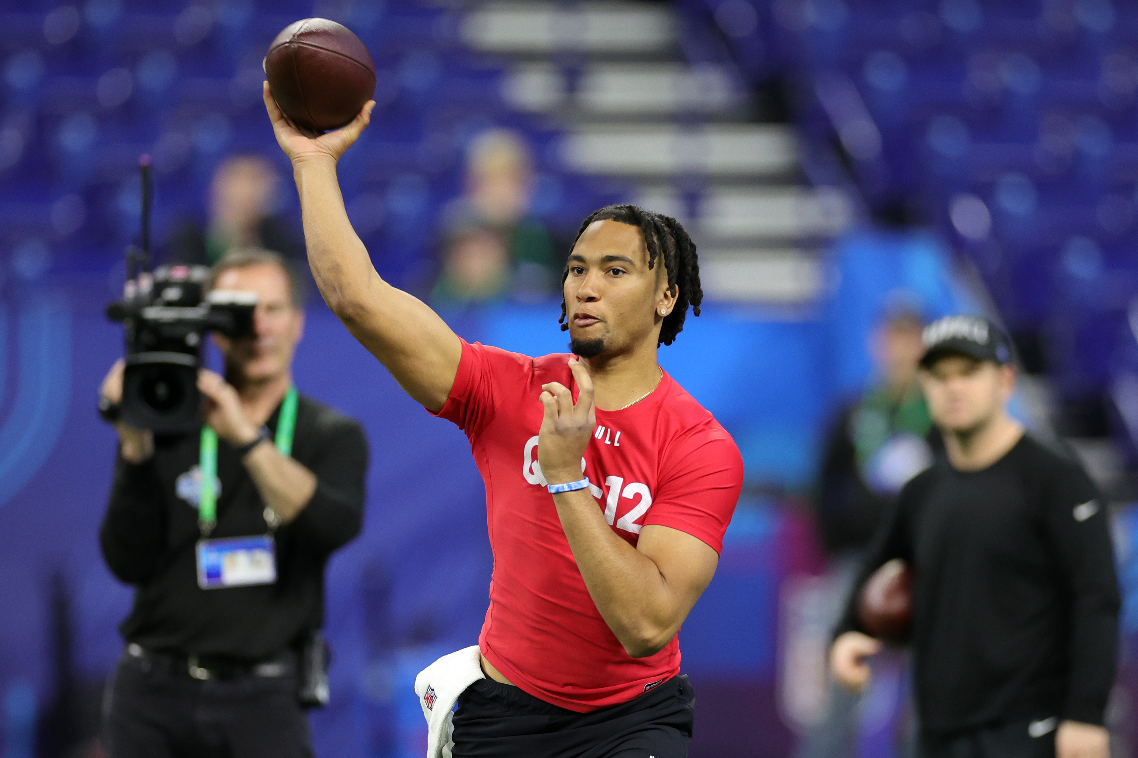 Quarterback C.J. Stroud of Ohio State University works at the NFL Combine at Lucas Oil Stadium in Indianapolis, Indiana, March 4, 2023. /CFP