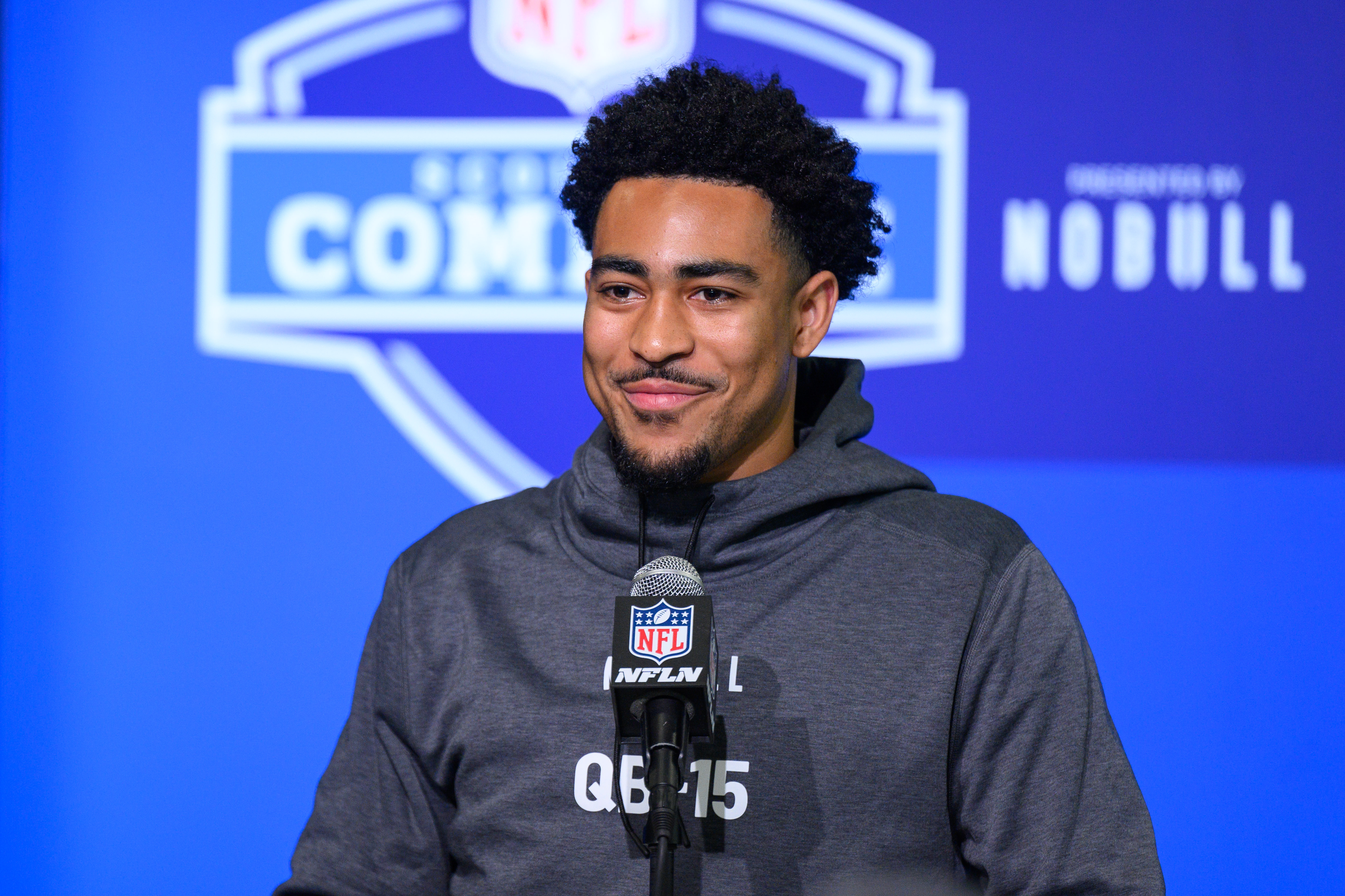 Quarterback Bryce Young of the University of Alabama speaks at the press conference during the NFL Combine at the Indiana Convention Center in Indianapolis, Indiana, March 3, 2023. /CFP