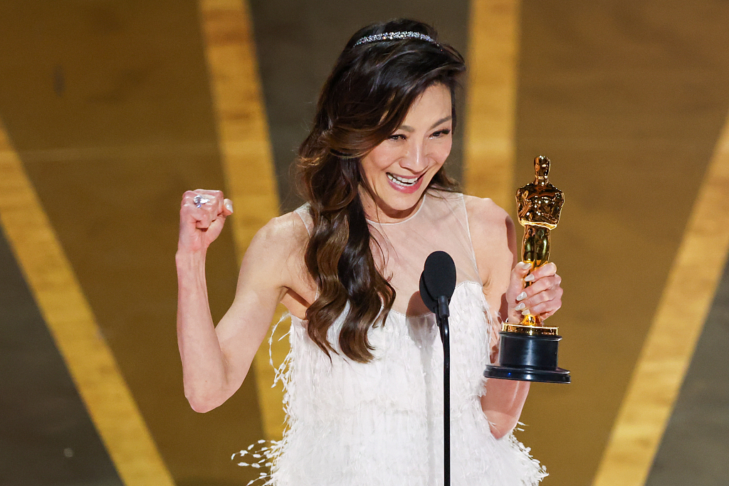 Michelle Yeoh accepts the award for Best Actress in a Leading Role at the 95th Academy Awards held at the Dolby Theatre in Hollywood, California, on March 12, 2023. /CFP