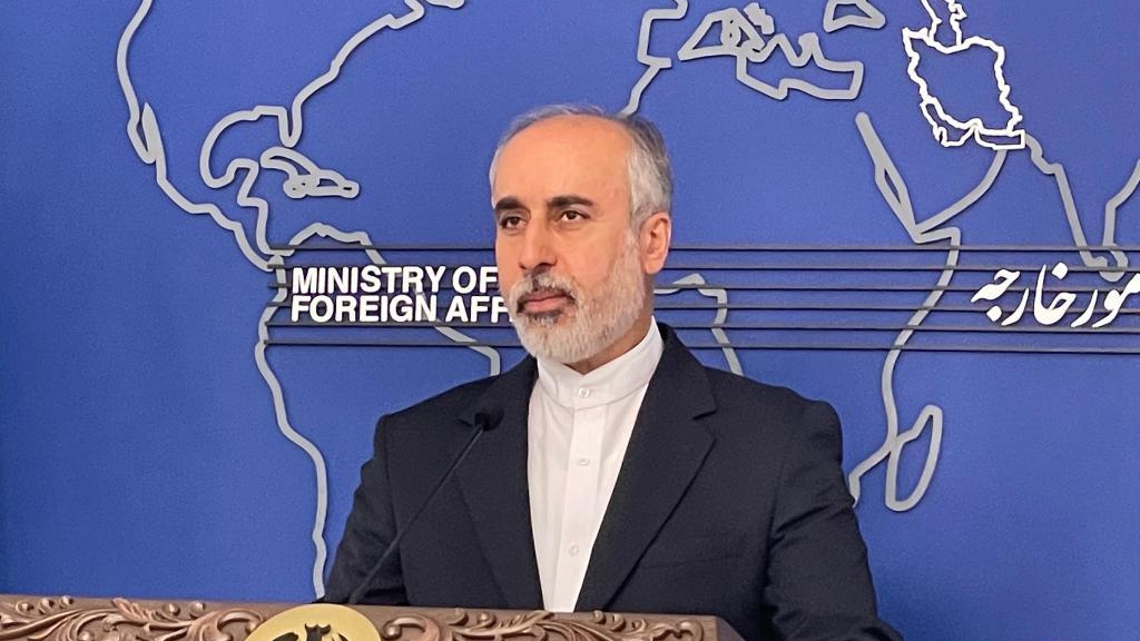 Iranian Foreign Ministry spokesperson Nasser Kanaani holds a press conference in Tehran, Iran on March 13, 2023. /Xinhua