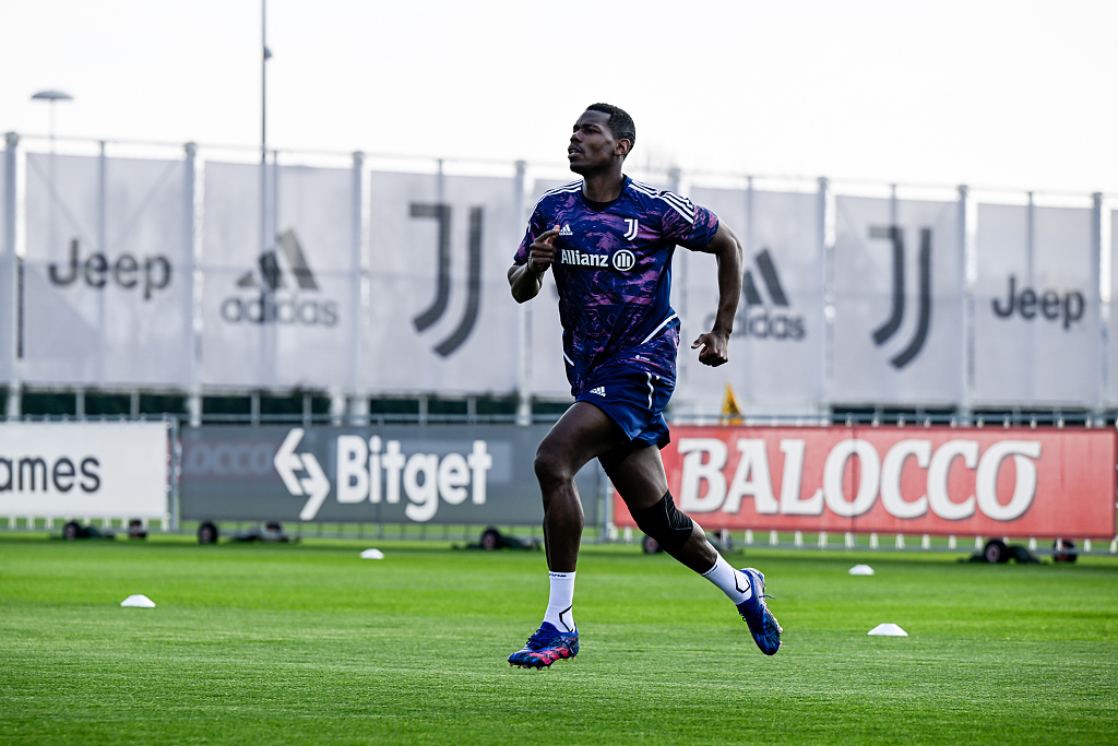 Paul Pogba of Juventus during a training session at Juventus Stadium in Turin, Italy, March 8, 2023. /CFP