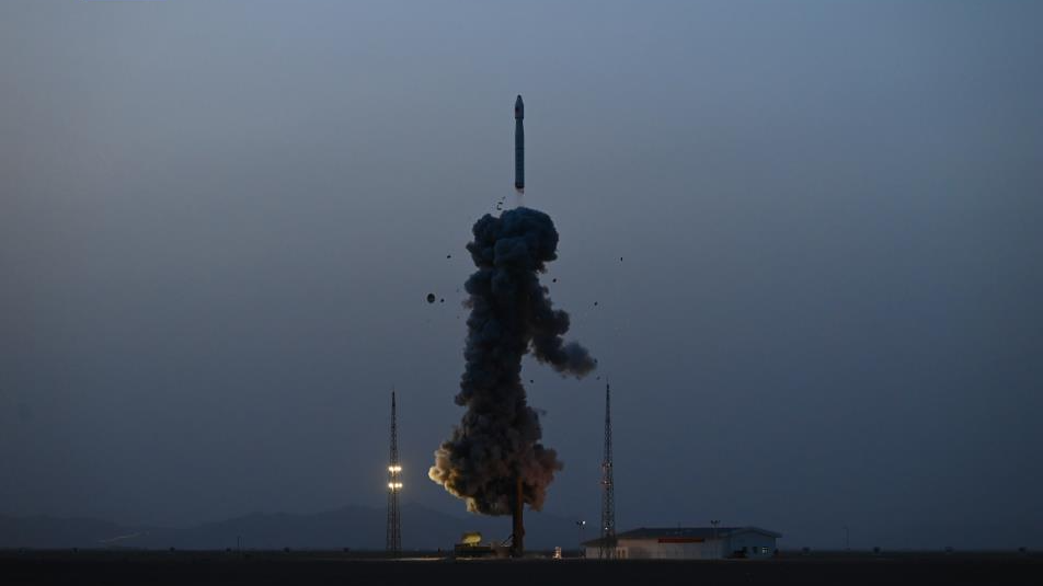 A Long March-11 carrier rocket carrying Shiyan-19 satellite blasts off from Jiuquan Satellite Launch Center in northwestern China, March 15, 2023. /CMG