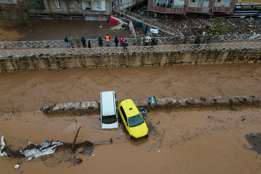 In this aerial photo, heavy rains cause floods in Sanlıurfa, Türkiye, March 15, 2023. /CFP