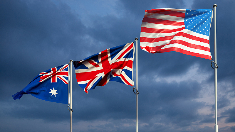 National flags of Australia, the UK and the U.S. /CFP