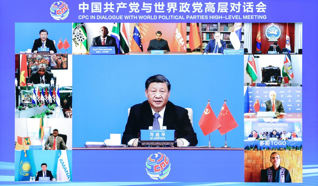 Xi Jinping, general secretary of the CPC Central Committee and Chinese president,  delivers a keynote speech at CPC in Dialogue with World Political Parties High-Level Meeting via video link in Beijing, capital of China, March 15, 2023. /Xinhua
