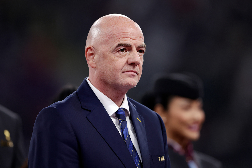 FIFA President Gianni Infantino during the World Cup match between Croatia and Morocco at the Khalifa International Stadium in Doha, Qatar, December 17, 2022. /CFP