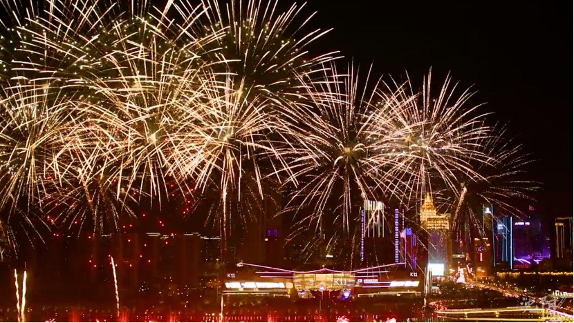 Fireworks seen in Shenyang City, Liaoning Province, China, March, 2023. /CGTN