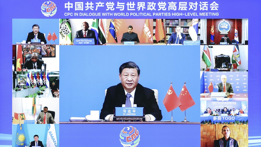 Xi Jinping, general secretary of the CPC Central Committee and Chinese president, attends the opening ceremony of the CPC in Dialogue with World Political Parties High-Level Meeting via video link in Beijing, capital of China, March 15, 2023. /Xinhua