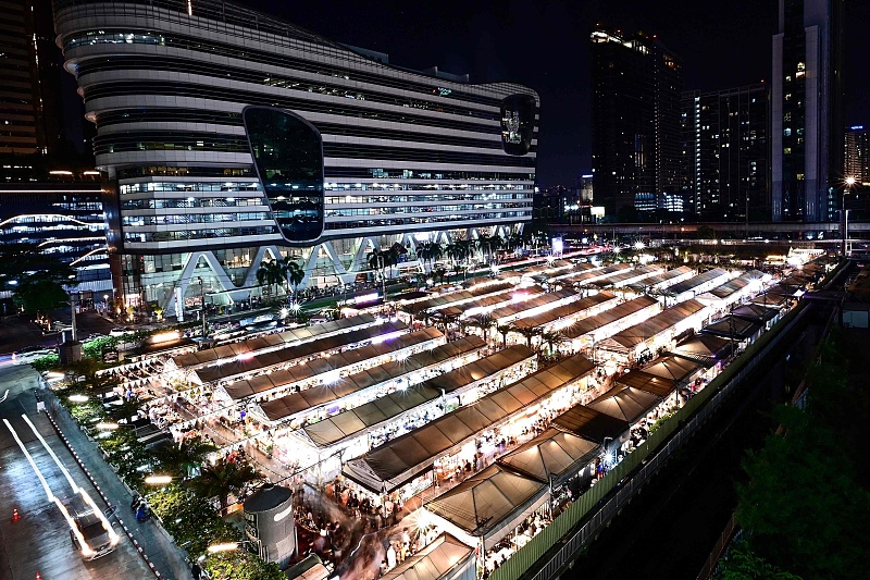 A general view of the Jodd Fairs night market in Bangkok, Thailand, March 17, 2023. /CFP