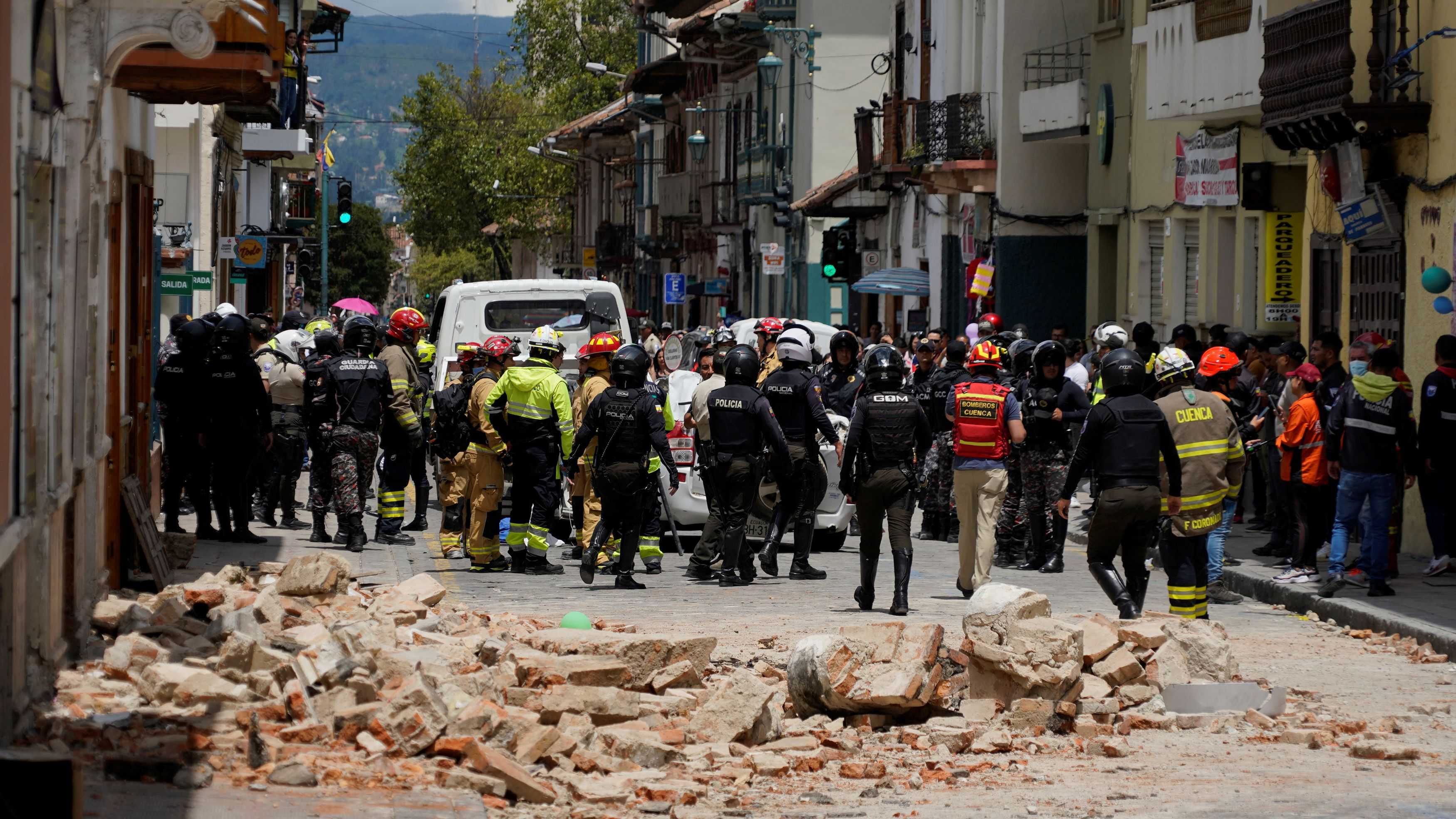 Rubble from a house affected by an earthquake are pictured in Cuenca, Ecuador, March 18, 2023. /Reuters
