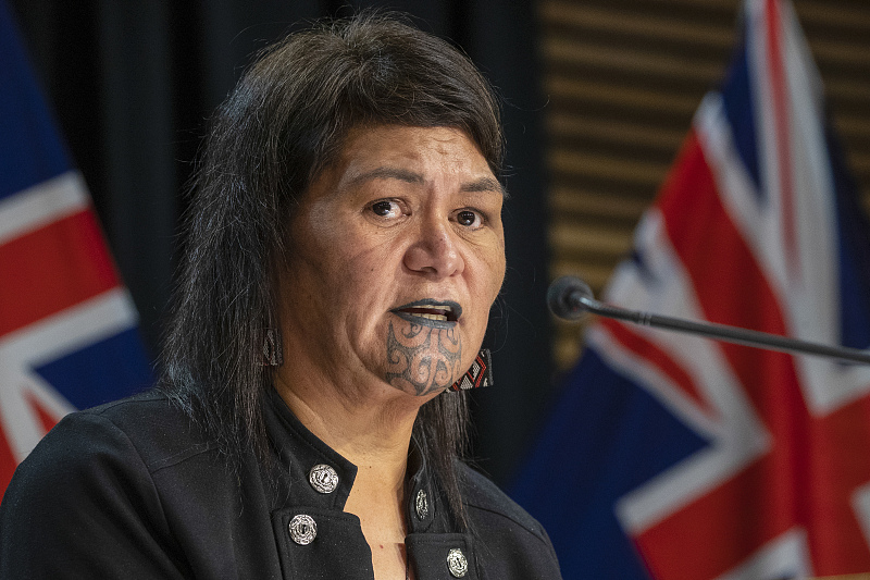 New Zealand Foreign Affairs Minister Nanaia Mahuta speaks during the post-Cabinet press conference in Wellington, New Zealand, March 7, 2022. /CFP 