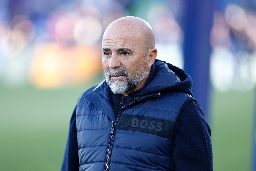 Jorge Sampaoli, former manager of Sevilla, looks on during the La Liga game against Getafe at Coliseum Alfonso Perez, in Madrid, Spain, March 19, 2023. /CFP