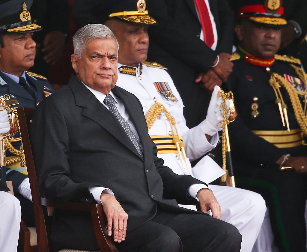 Sri Lankan President Ranil Wickremesinghe attends the country's 75th Independence Day celebrations at Galle Face Green in Colombo, Sri Lanka, February 4, 2023. /CFP