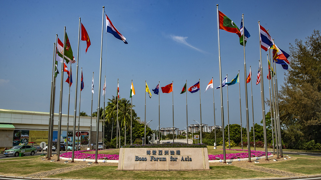Flags fluttered outside the venue of the Boao Forum for Asia in Qionghai, south China's Hainan Province, March 22, 2023. /CFP