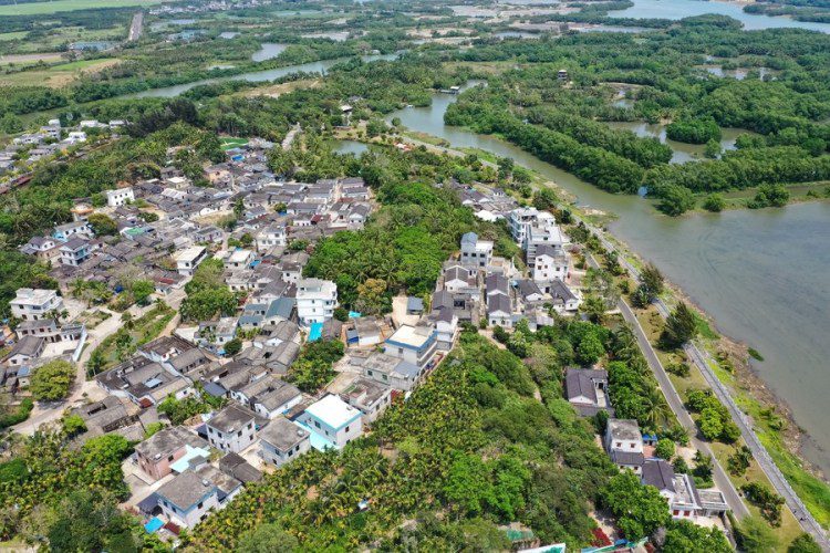This aerial photo shows a view of Shamei Village in Boao, south China's Hainan Province, March 25, 2023. /Xinhua