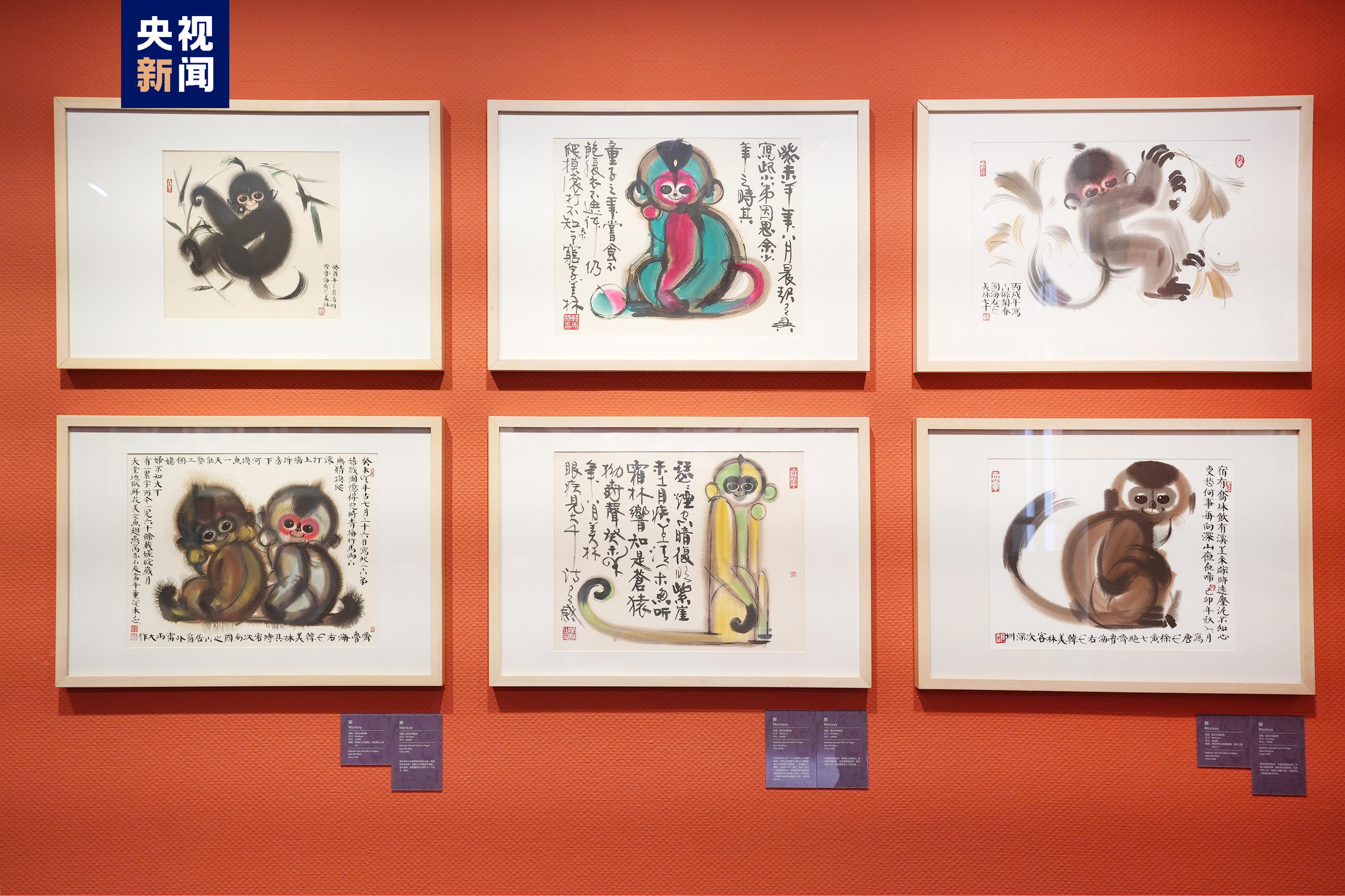 Han Meilin's 12 Chinese zodiac-themed works are on display at the Qingdao Art Museum in Shandong, March 26, 2023. /CCTV