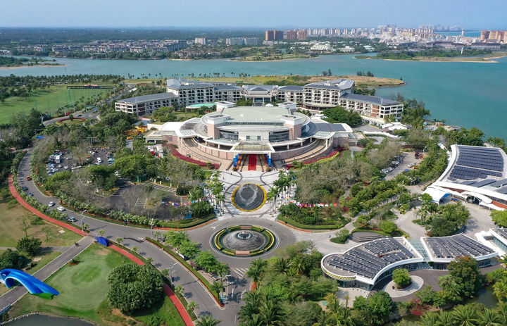 This aerial photo shows the Boao Forum for Asia (BFA) International Conference Center in Boao, south China's Hainan Province, March 24, 2023. /Xinhua