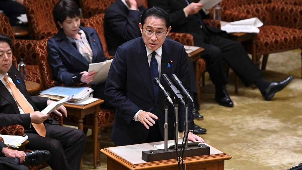 Japanese Prime Minister Fumio Kishida (C) answers questions during a budget committee session of the upper house at parliament in Tokyo on March 27, 2023. /CFP