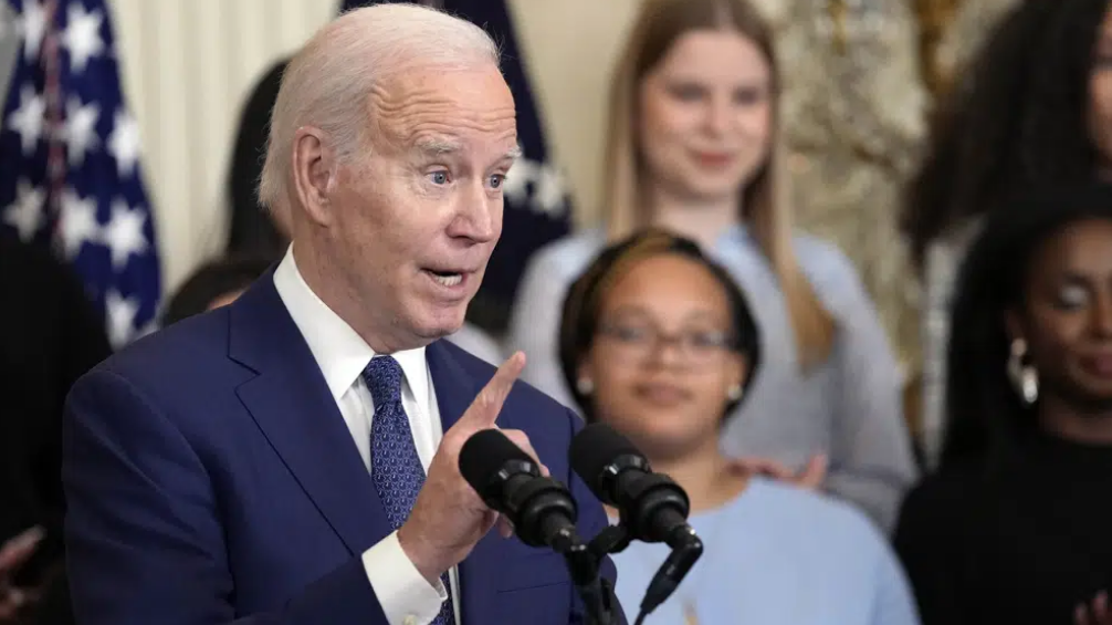 U.S. President Joe Biden, who is holding his second democracy summit,  speaks during an event in the East Room of the White House in Washington, D.C., March 22, 2023. /AP