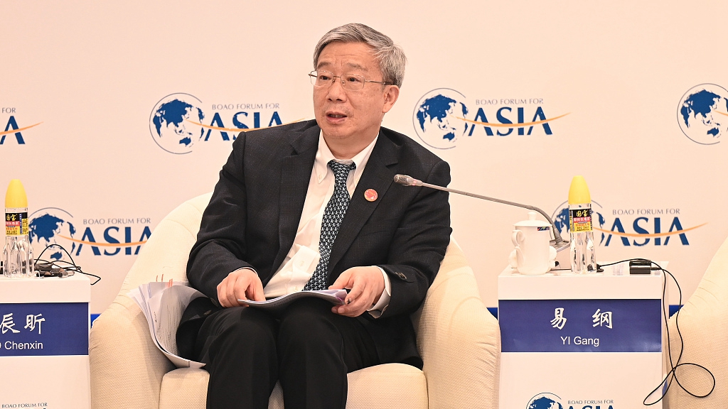 China's central bank governor Yi Gang speaks at the Boao Forum for Asia in south China's Hainan Province, March 29, 2023. /CFP