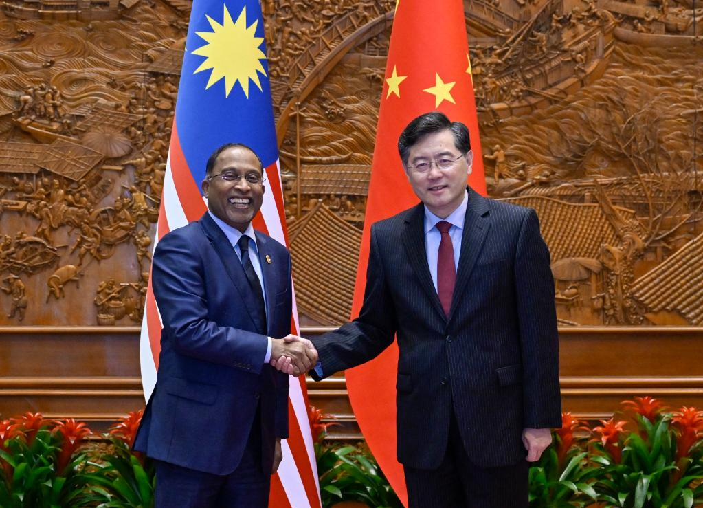 Chinese State Councilor and Foreign Minister Qin Gang holds talks with Malaysian Minister of Foreign Affairs Zambry Abd Kadir in Beijing, China, March 28, 2023. /Xinhua