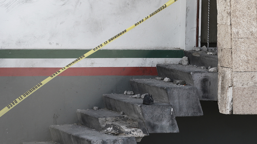 Barrier tape prohibits passage an entrance at a Mexican immigration detention center in Ciudad Juarez, Mexico, March 28, 2023. /CFP