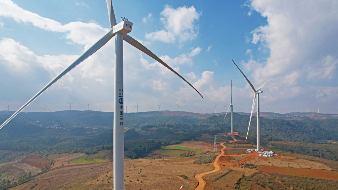 An 550 MW wind farm connects to power grid in southwest China's Yunnan Province, March 30, 2023. /Pengpu Town's WeChat account