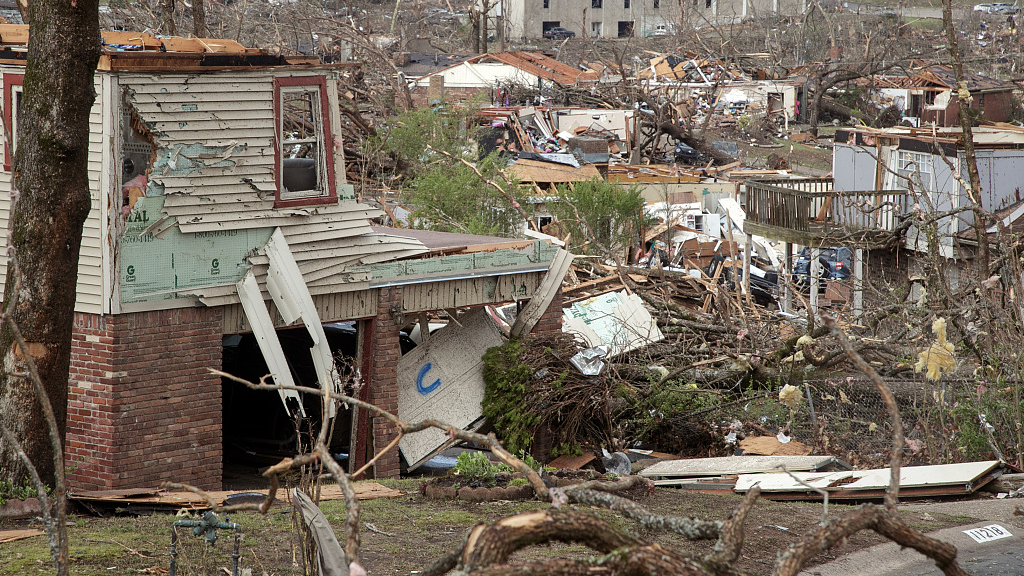 The damaged remains of the Walnut Ridge neighborhood is seen in Little Rock, Arkansas, U.S., March 31, 2023. /CFP