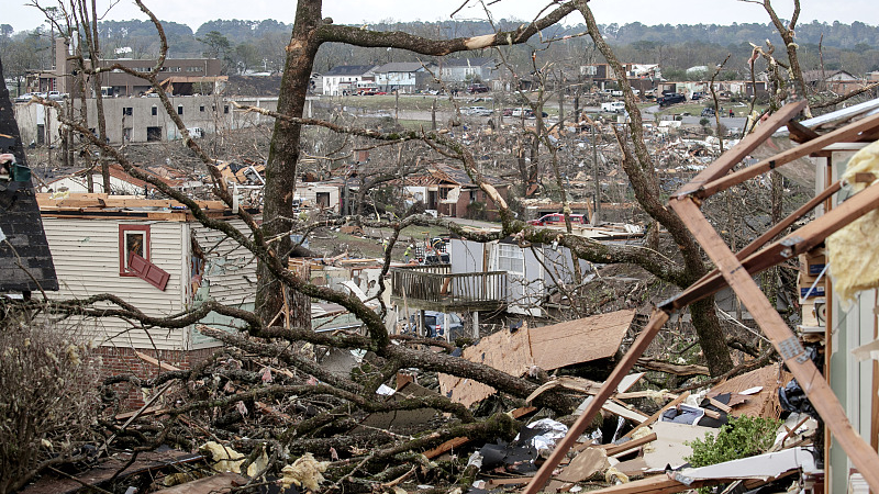 The damaged remains of the Walnut Ridge neighborhood in Little Rock, Arkansas, U.S., March 31, 2023. /CFP